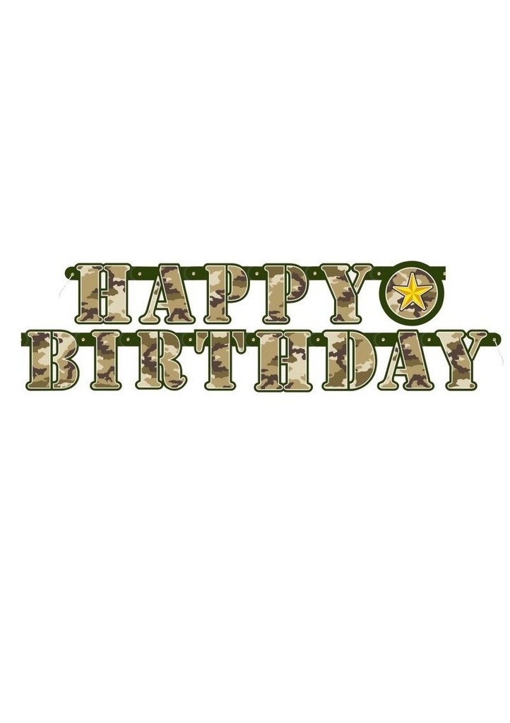 Military Camo Happy Birthday Banner