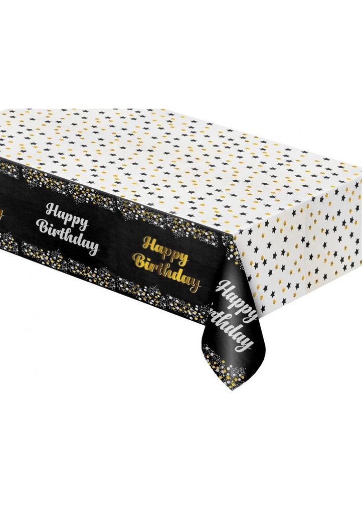 Happy Birthday Black Foil Tablecover - 137x183cm