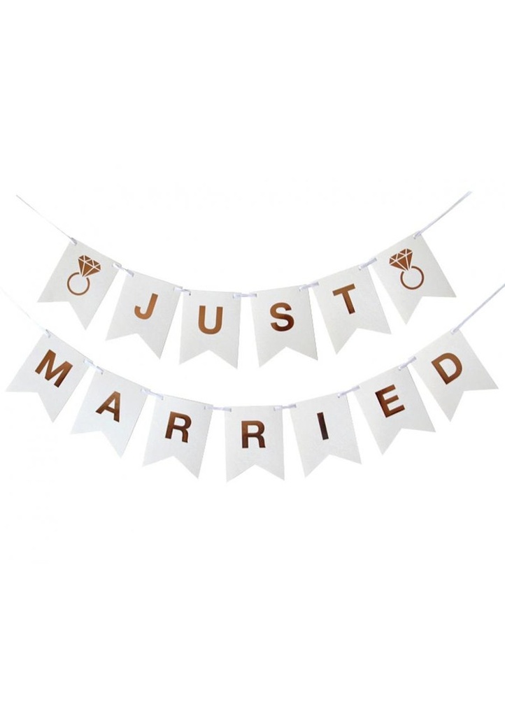 Wedding Paper Garland Just Married 300cm, DIY, Flag's Hight 18cm