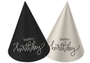 Happy Birthday Mini Party Hats Creme Noir 10cm - 6pcs