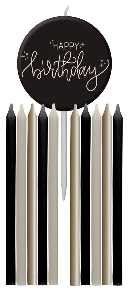 Happy Birthday Candles Set Creme Noir 9.5cm - 11pcs