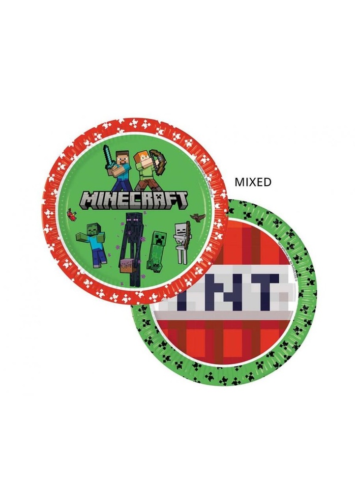 Minecraft Party Paper Plates 23cm - 8pk
