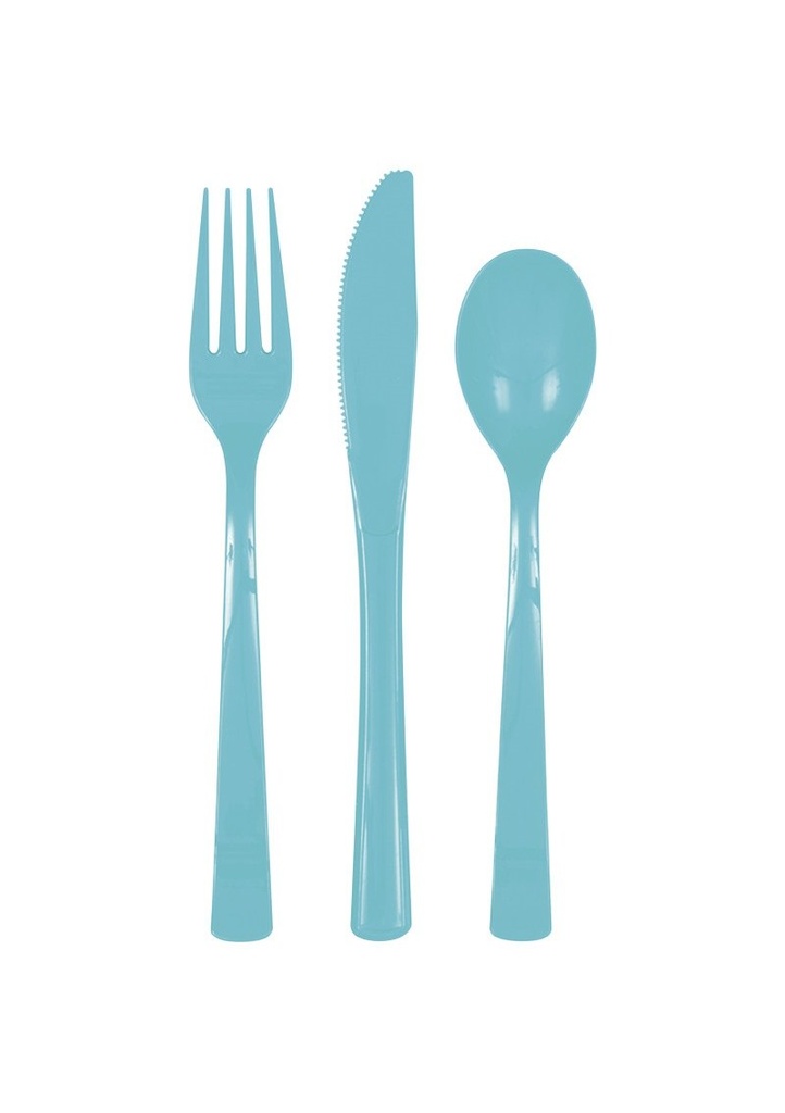 [47134] Terrific Teal Assorted Plastic Cutlery - 18pk