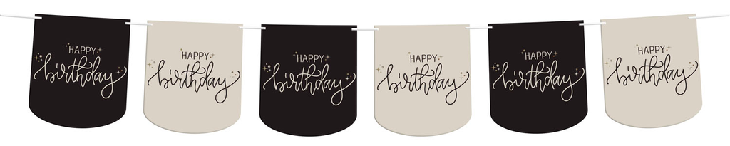 Happy Birthday Bunting Garland Banner Creme Noir - 6m