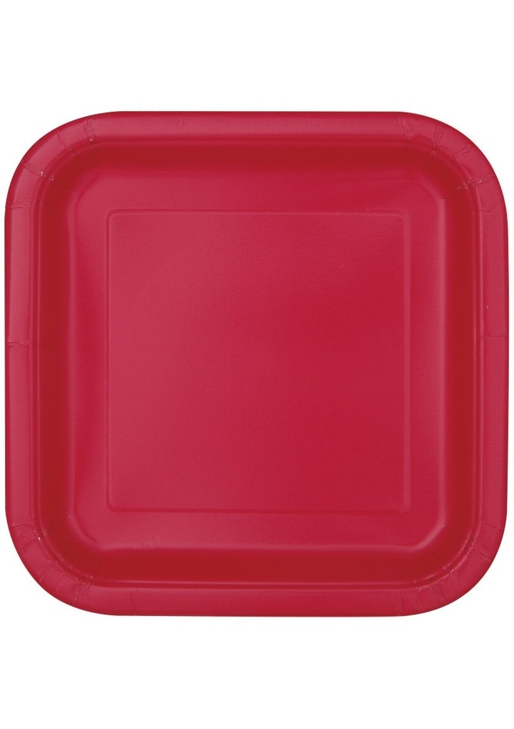 Ruby Red Solid Square 9 Inch Dinner Plates - 14pk