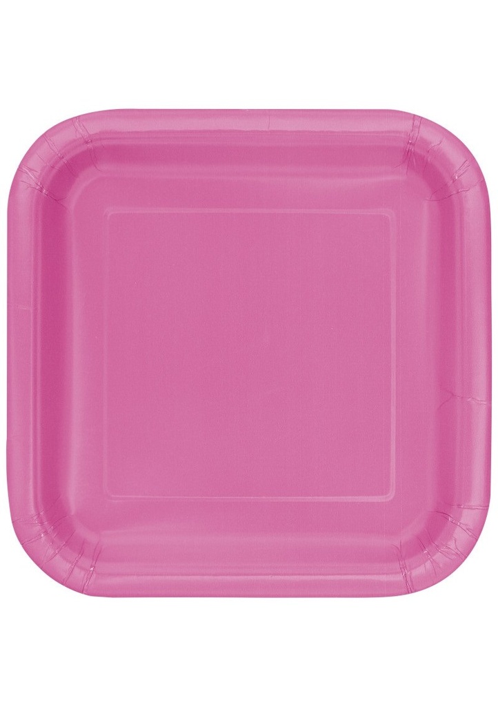[31437EU] Hot Pink Solid Square 9 Inch Dinner Plates - 14pk