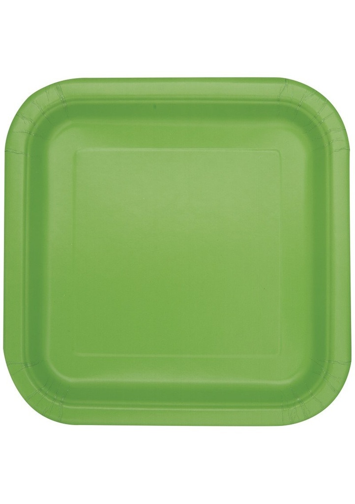 [31429EU] Lime Green Solid Square 9 Inch Dinner Plates - 14pk