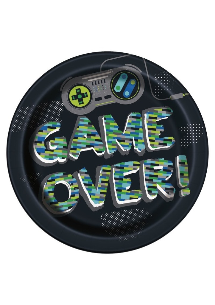 [25215EU] Gamer Birthday Round 9 Inch Dinner Plates - 8pk