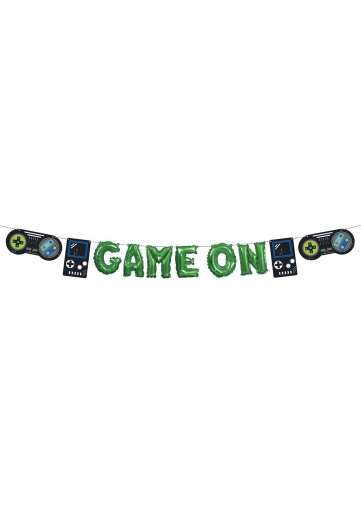 [25206] Gamer Birthday Game On" Mini Foil Balloon Banner Kit"