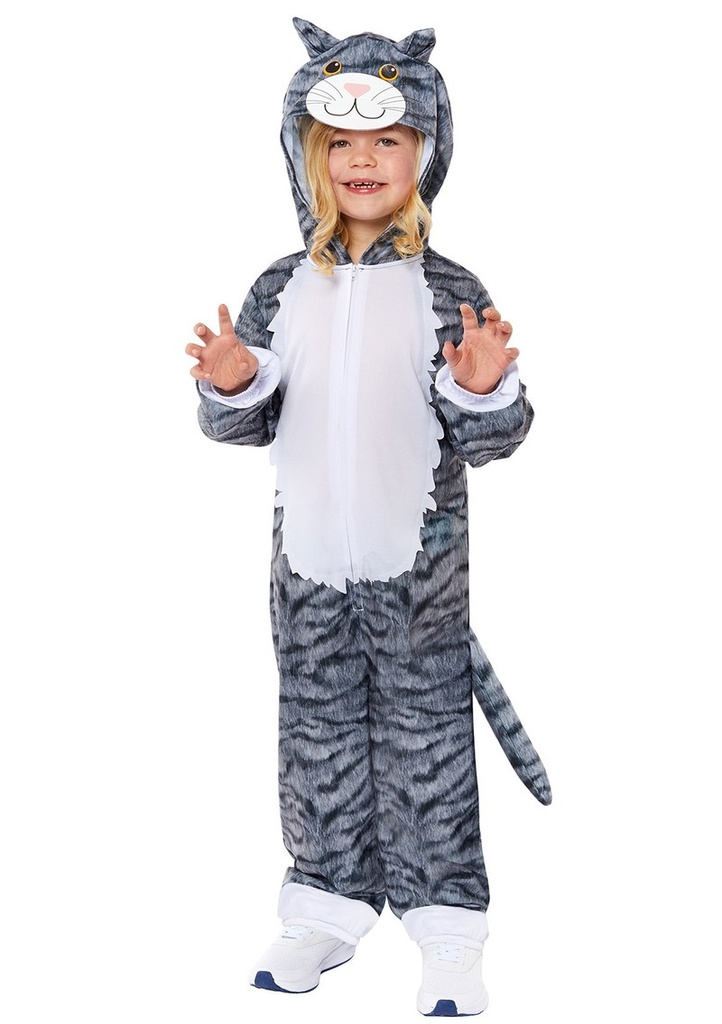 Tabby Cat Grey Jumpsuit Costume - Age 3 to 4 Years