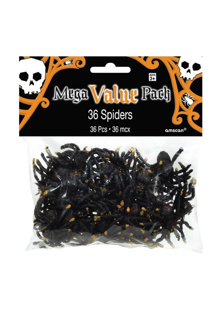Halloween Plastic Spiders 5x4cm - 36pk