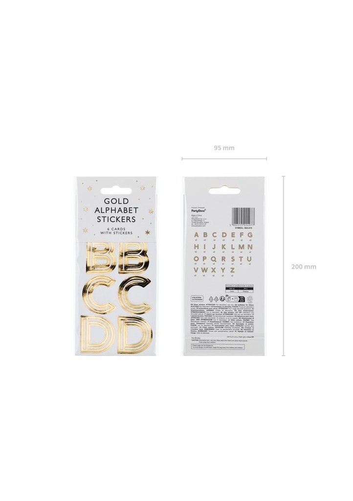 [NK4-019] Gold Alphabet Stickers, 4cm (1pkt / 6pc)