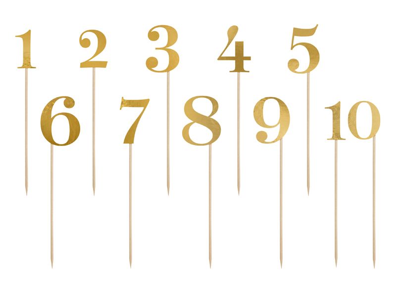 Cake Topper Numbers, Gold, 25.5-26.5cm (1pkt / 11pc)