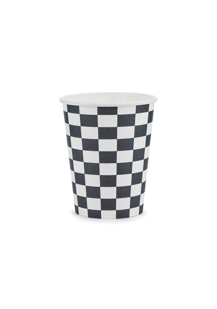 Racing Cars Cups Checkered Flag, 220ml (1pkt / 6pc)