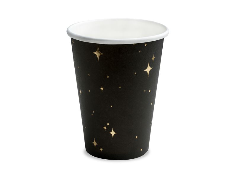 Black & Gold Cups, 260ml (1pkt / 6pc)