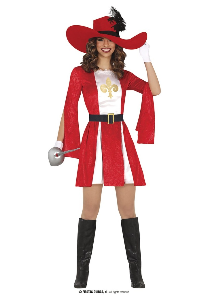Sexy Red Musketeer Lady - Adult Size Medium (38-40)