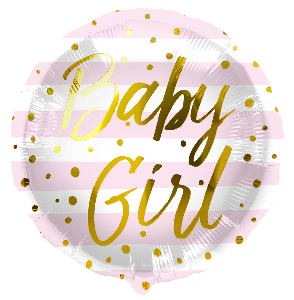 Foil Balloon 'Baby Girl' Stripes Pink - 45cm