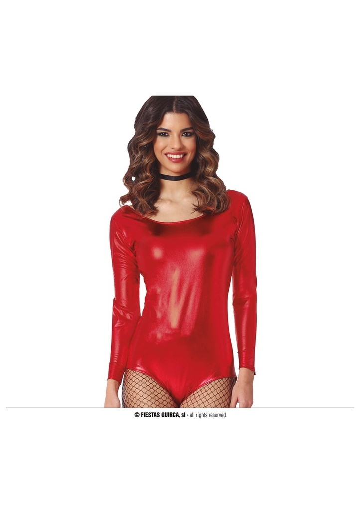 Leotard Long Sleeve Metal Red - Adult Size Large (42-44)