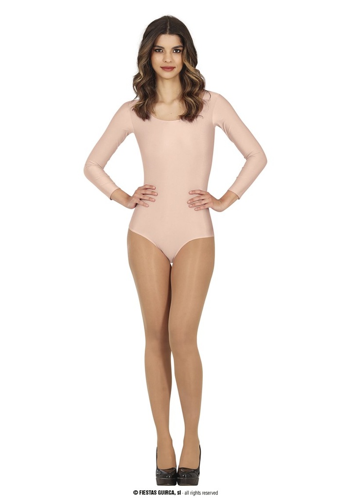 [80323] Leotard Long Sleeve Flesh - Adult Size Large (42-44)