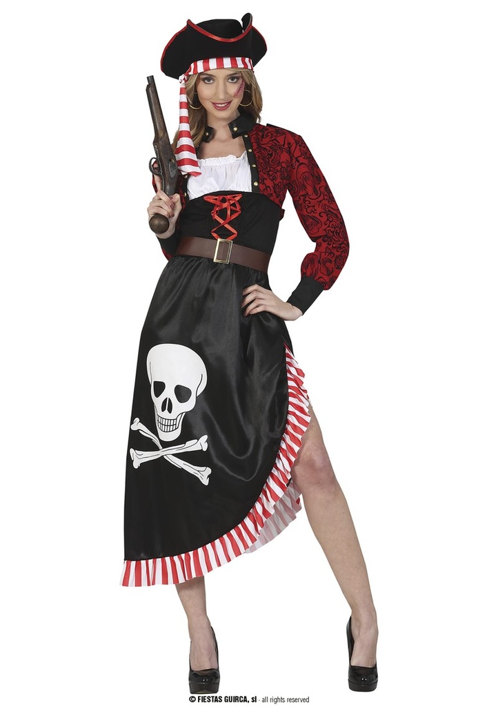 Skull Pirate Lady Costume - Adult Size Small (36-38)