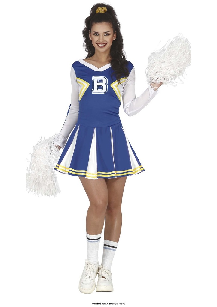 Cheerleader White & Blue Costume - Adult Size Large (42-44)