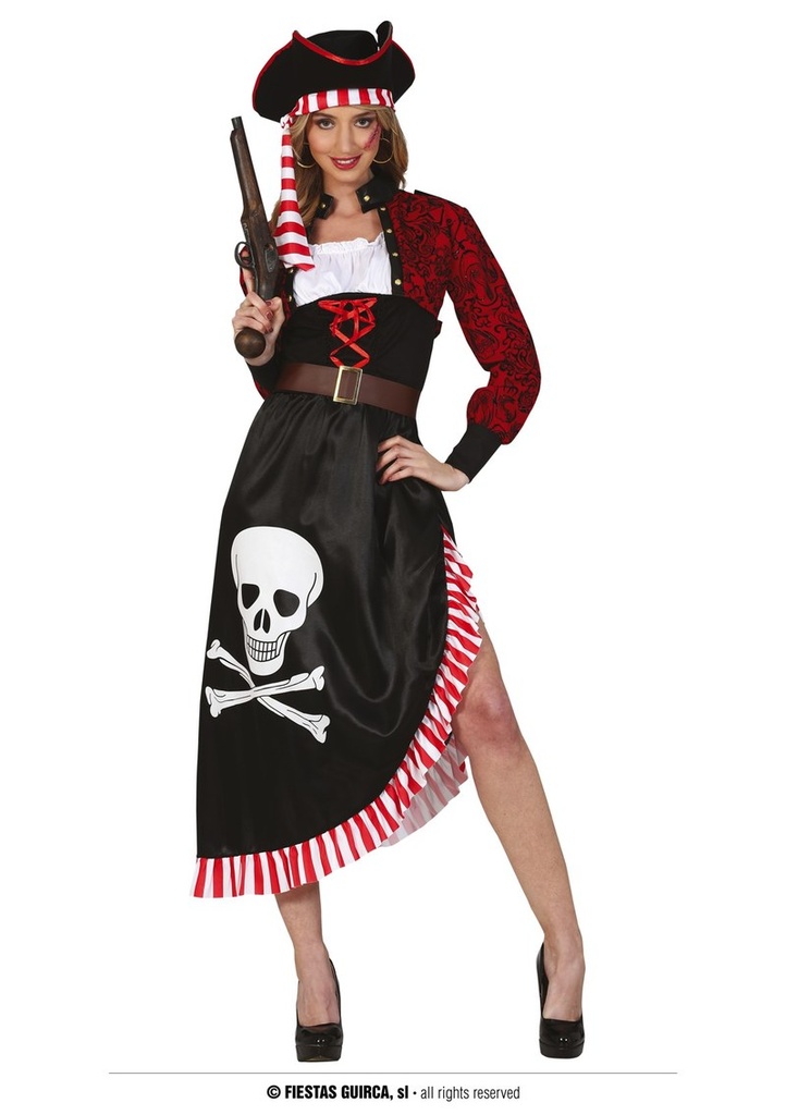 Skull Pirate Lady Costume - Adult Size Medium (38-40)