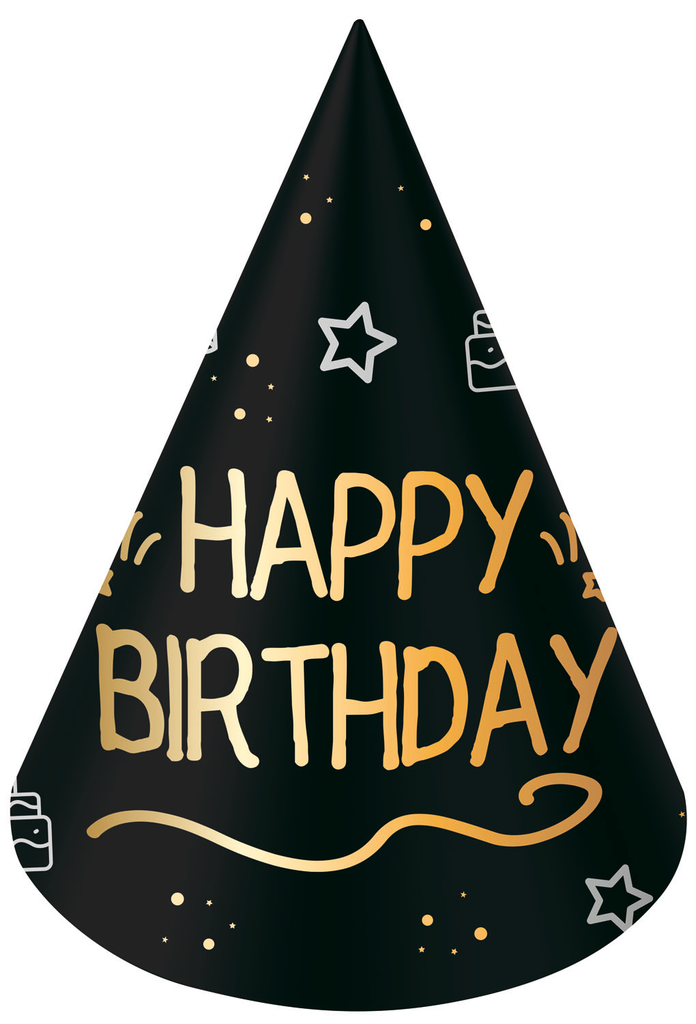 [25054] Party Hats - Happy Birthday - Shining Glam - 6pcs