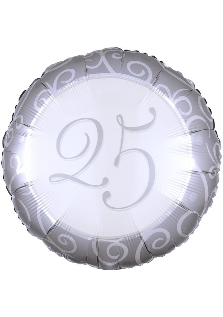 Silver 25th Anniversary Foil Balloon - 43 cm
