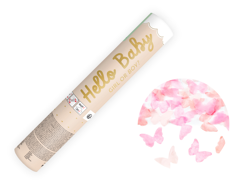 [TUKRM20-081J] Confetti Cannon Pink Butterflies 20cm (Tissue Paper)