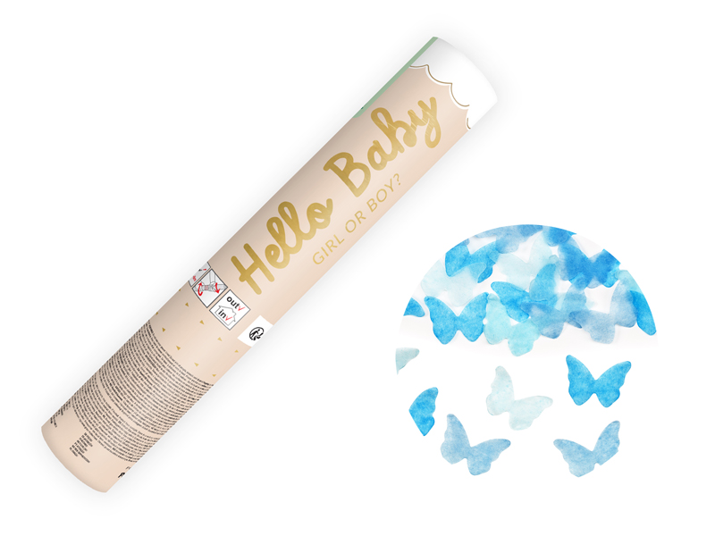 [TUKRM20-001] Confetti Cannon Blue Butterflies 20cm (Tissue Paper)
