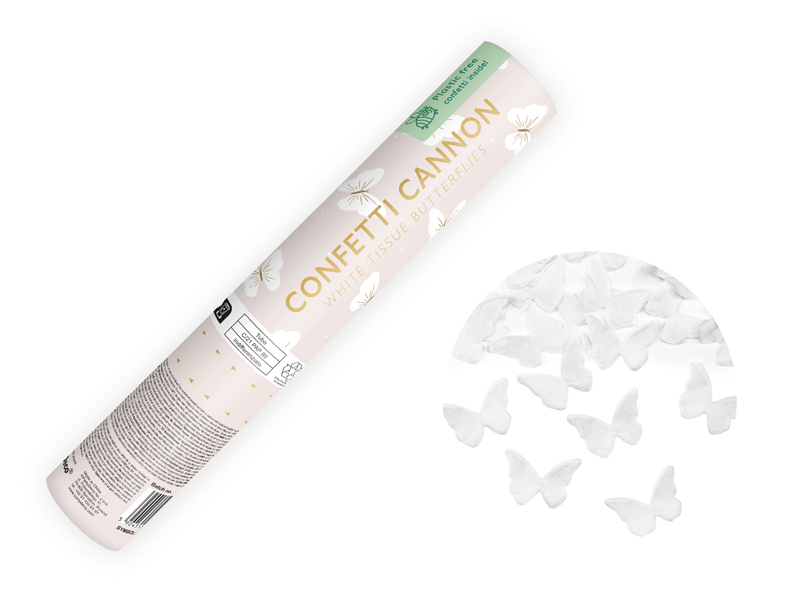 [TUKBT20] Confetti Cannon White Butterflies 20cm (Tissue Paper)