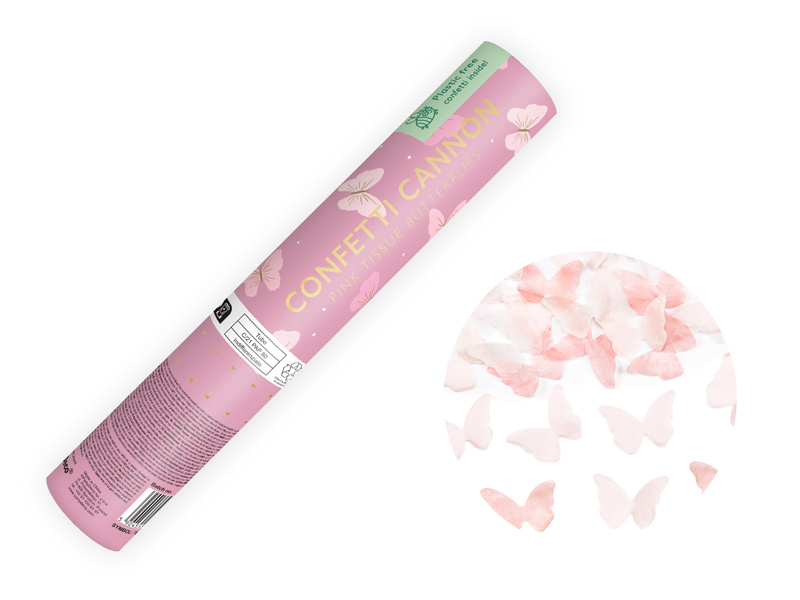 [TUKBT20-081] Confetti Cannon Pink Butterflies 20cm (Tissue Paper)