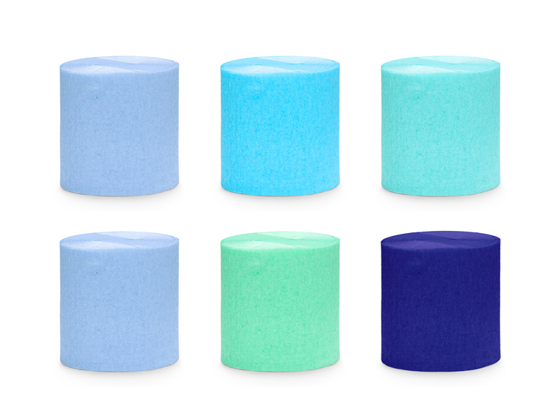 Crepe Paper 5cm/10M Set Of 6 Pcs. Blue-Green Mix - 6pk