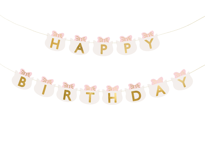 [GRL113] Banner Happy Birthday Cats 2.8 M Mix