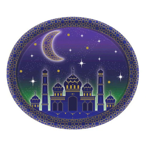 Eid Ramadan Oval Plates 30cm x 25cm - 8pk