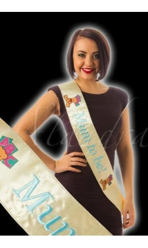 Baby Shower Party Embroidered Sash Mum to Be – Yellow