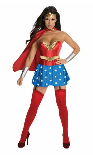 Official Wonder Woman Corset Costume - Adult Size Medium