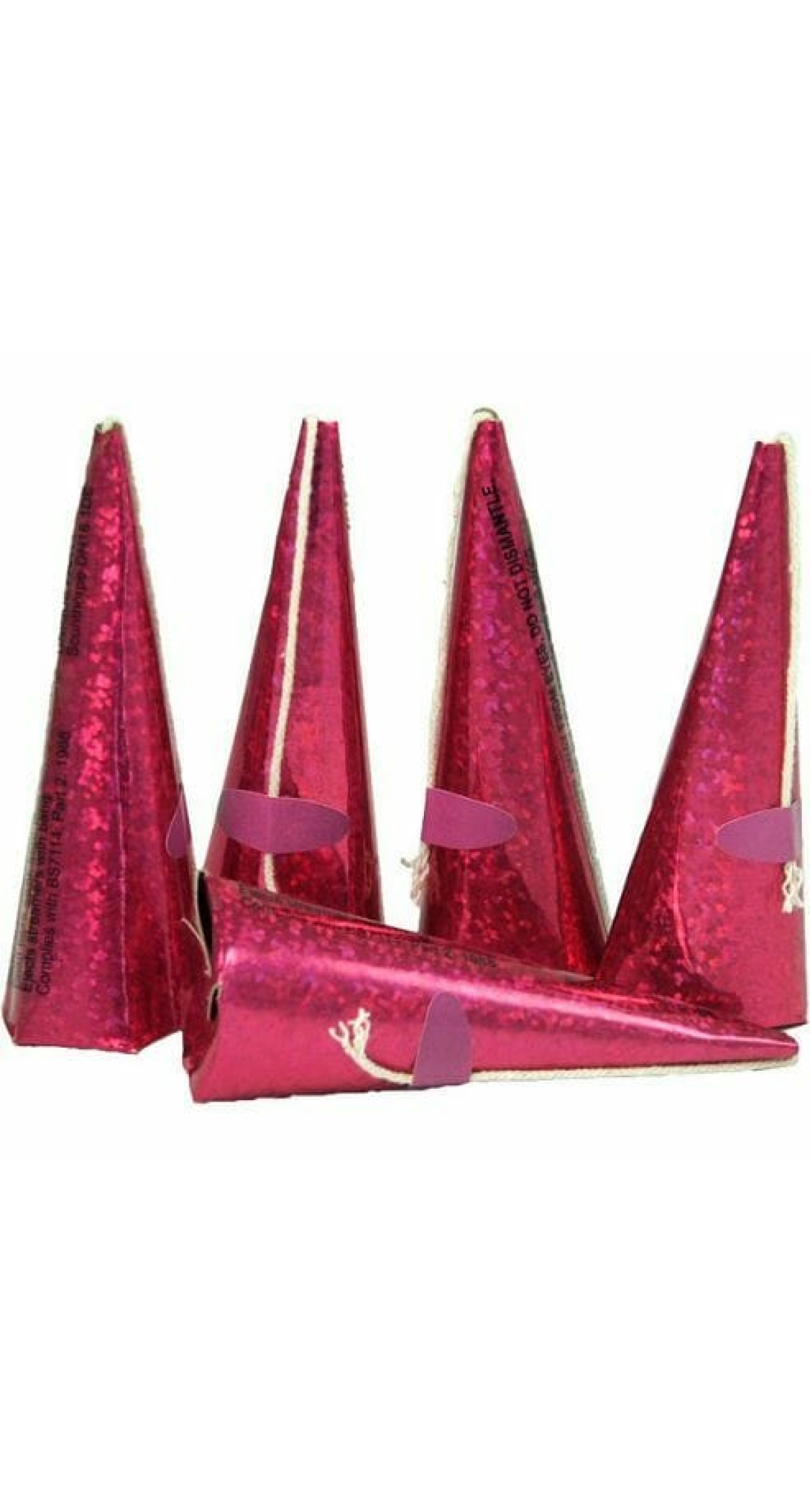 Party Poppers Pink Cone Holographic - 10pk