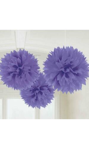 Purple Paper Fluffy Decorations 40.6cm - 3pk