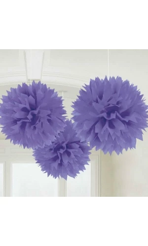 Purple Paper Fluffy Decorations 40.6cm - 3pk