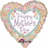 Paisley Heart Shaped Happy Mothers Day Foil Balloon 17"