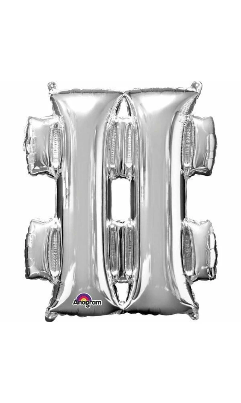 Silver Symbol " # " Foil Balloon 34''