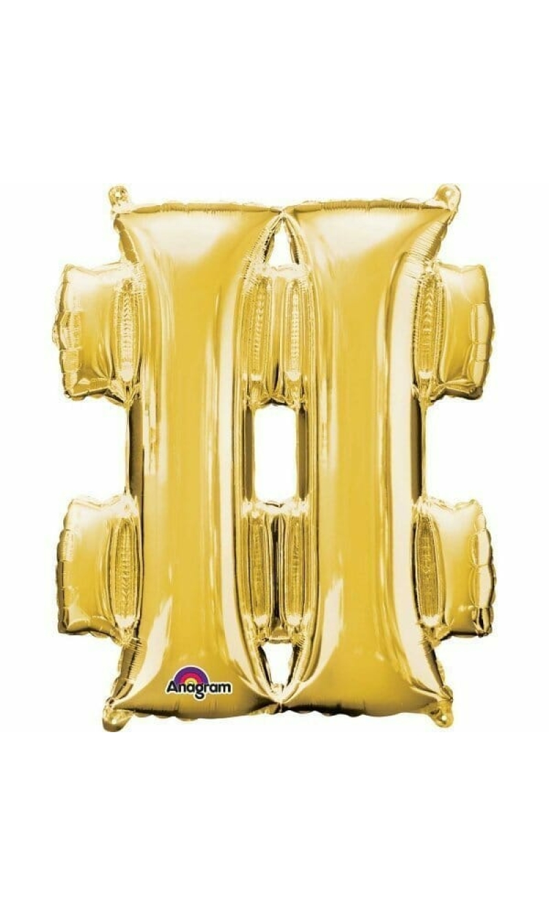 Gold Symbol " # " Foil Balloon 34''