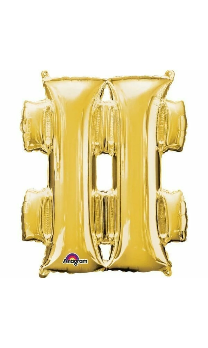 Gold Symbol " # " Foil Balloon 34''