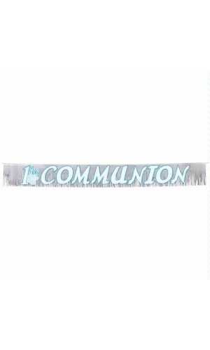 1st Holy Communion Glitter Fringed Metallic Banner Blue 22.8cm x 2.4m