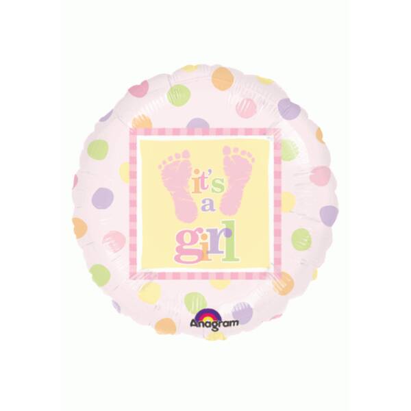 It's a Girl Baby Steps Round Foil Balloon 18"