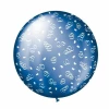 Giant Printed Swirls & Streamers All Over Celebration Blue Latex Balloon 39"