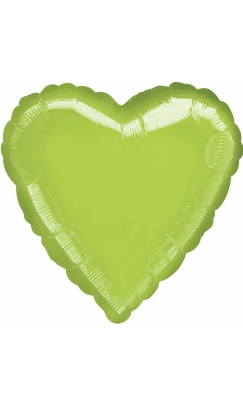 Metallic Lime Green Heart Foil Balloon 18''