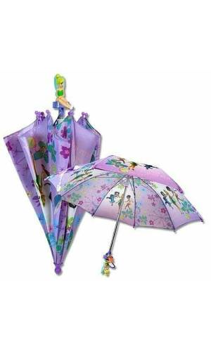 Tinkerbell & Fairies Purple Umbrella with Molded 3D Tinkerbell Figure Handle