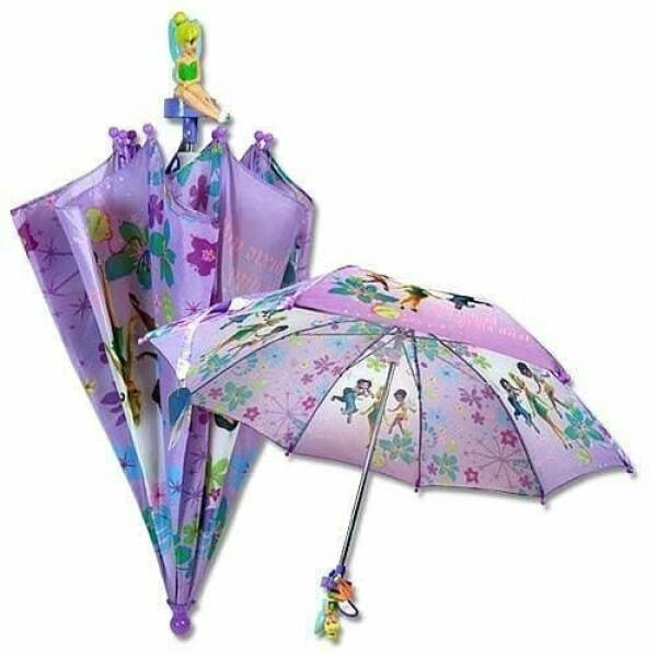 Tinkerbell & Fairies Purple Umbrella with Molded 3D Tinkerbell Figure Handle